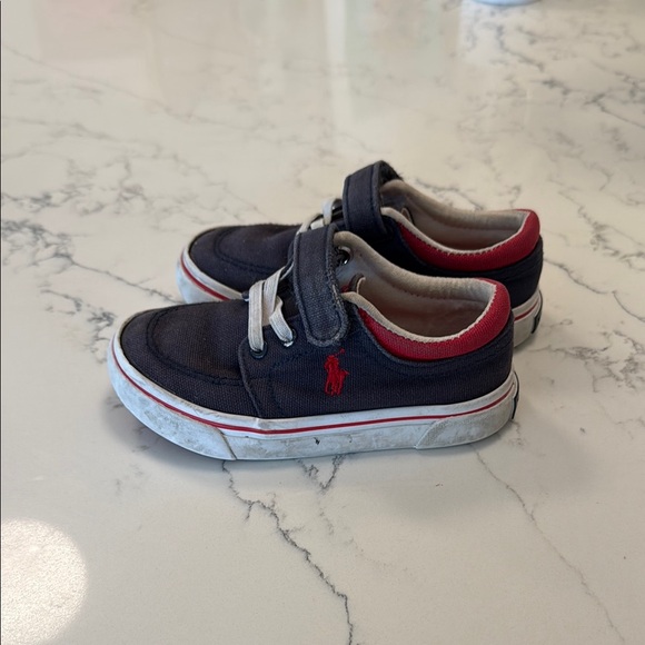 Polo by Ralph Lauren Blue and Red Sneakers with Velcro Strap - Picture 1 of 4